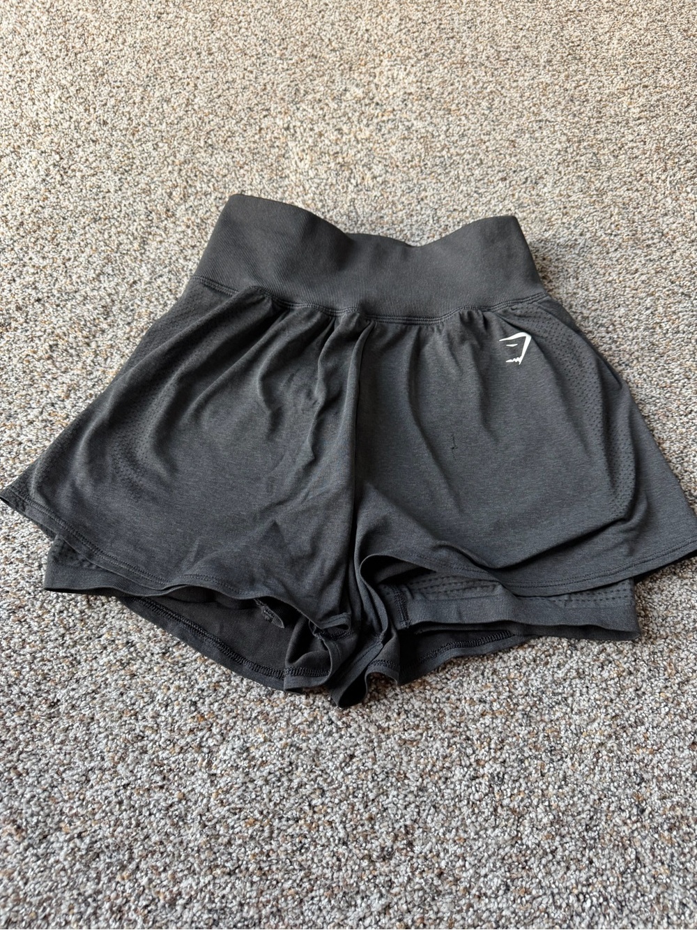Gymshark Black 2-in-1 Layered Running Shorts High Waist Mesh Lined Women's